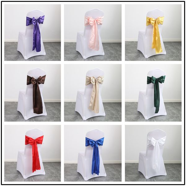 Schärpen 10/50 Stück Satin-Stuhl-Knoten-Hochzeits-Stuhl-Schärpen, Schleifenband, DIY-Schmetterlings-Krawatten für Party-Events und Bankett-Stuhl-Dekorationen 230721