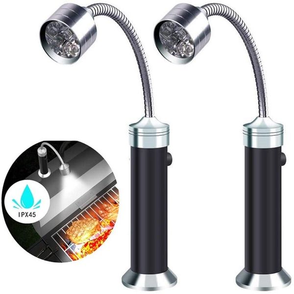 Accessori per utensili per barbecue Barbecue magnetico per esterni Griglia per barbecue Luci per griglia a LED Flessibile regolabile Led Lampade a collo di cigno resistenti al calore a 360 gradi Lanterna 230721