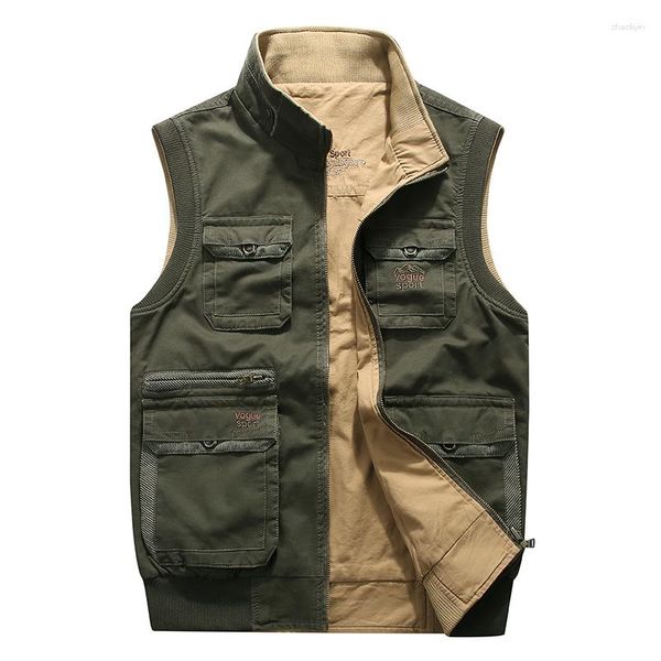 Heren Vesten 2023 Heren Vest Mouwloos Dubbelzijdig Katoenen Jas Plus Big Size Vest Mannelijk Pographer Large 5XL 6XL 7XL 8XL Veel