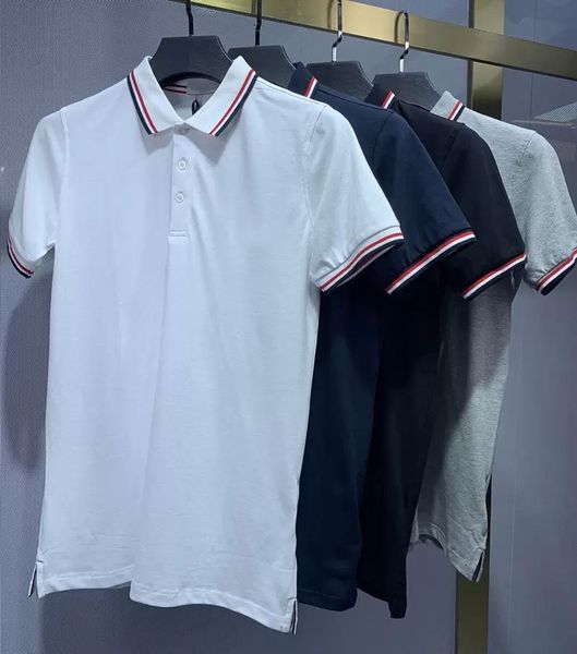 Мужские рубашки для рубашек дизайнерская футболка High Street Emelcodery Solid Color Lapel Polos Печать