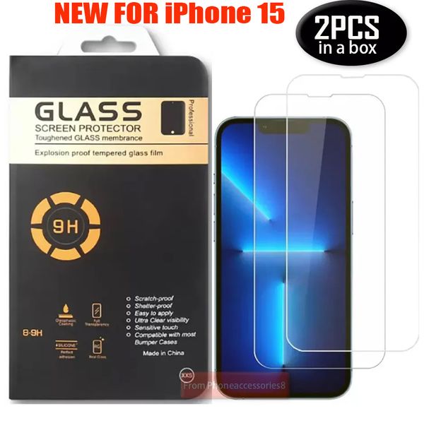 2 PACK 0.3MM protezione dello schermo del telefono in vetro temperato per iphone15 iPHONE 15 12 11 pro max XR XS 8 7 6 6S PLUS Samsung A13 A23 A33 A53 A73 S21