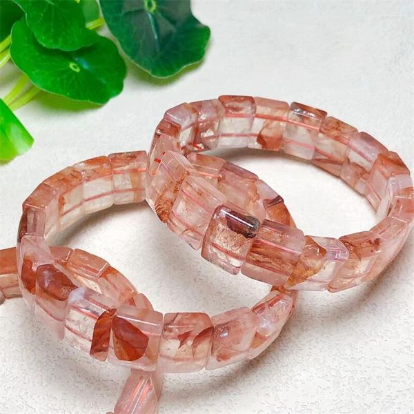 Braccialetto ematoide di quarzo rosso fuoco naturale Braccialetto di cristallo rosa Accessori per gioielli da donna regalo 1 pz 12x17mm