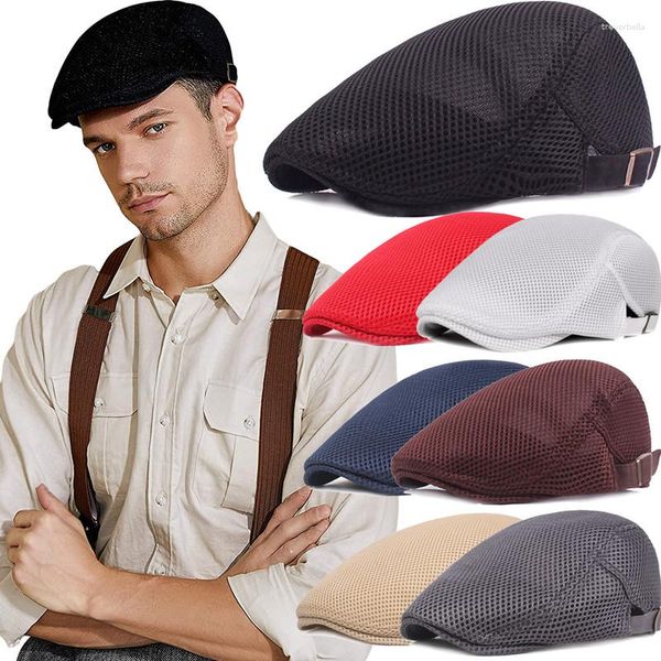 Berets 2023 Мужчины повседневные шляпы сетчатые кепки для весеннего летнего осеннего такси.