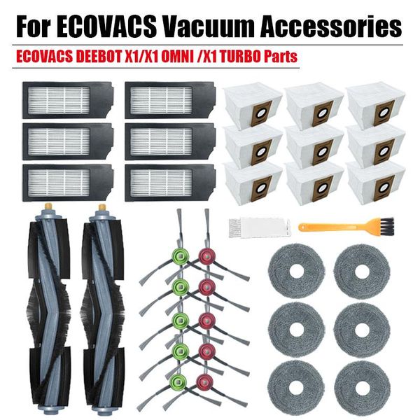 ECOVACS DEEBOT X1 OMNI TURBO Vakum Temizleyici Aksesuarları Ana Fırça Kiti Hepa Filtre Mop Temizleme Bez Toz Çanta Yedek Parçaları