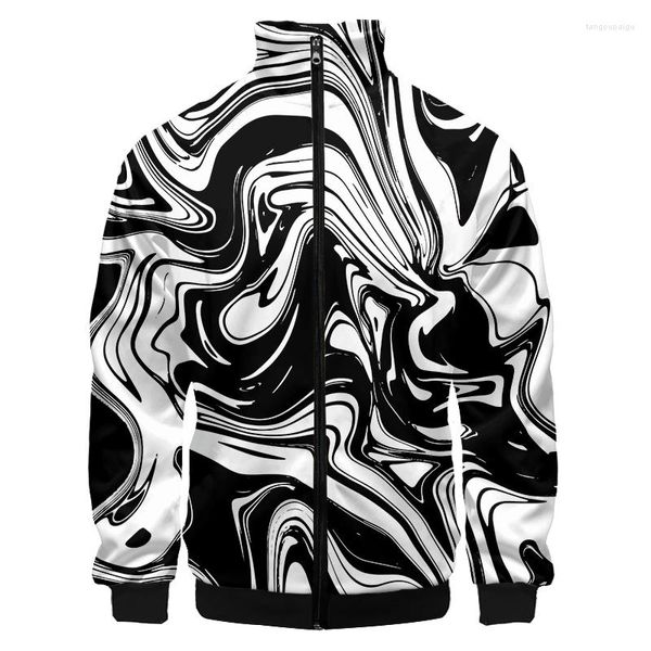 Giacche da uomo Black White Gradient Paint Harajuku Zip Up Jacket For Men Boys Streetwear Military Camouflage Baseball Plus Size Custom