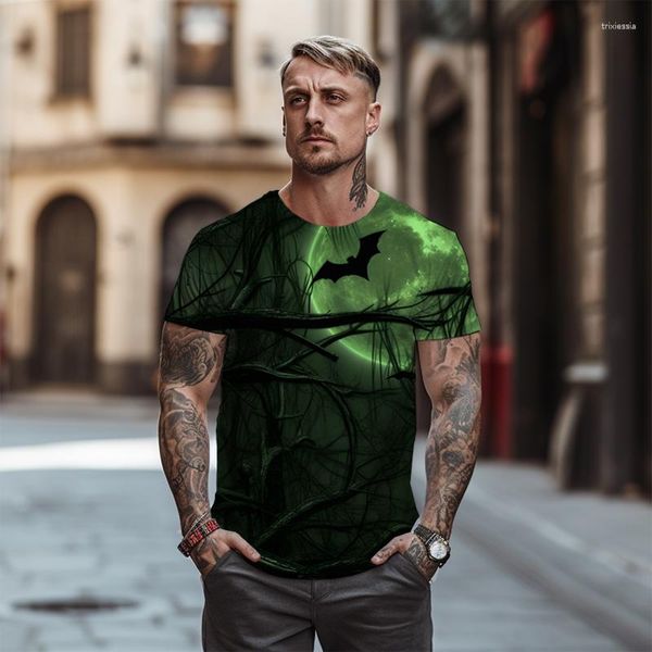 Мужские футболки 3D Узор сцены ужасов -футболка уличная мода негабаритная 2023 летняя повседневная топ