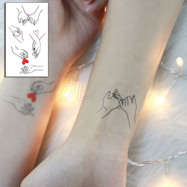 Tenersi per mano innamorati Adesivi Mano Cuore Tatuaggio Body Art Trucco Impermeabile Temporaneo Donne e Uomini Tatoo Falso