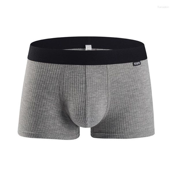 Cuecas Boxers Masculinas Cor Sólida Cintura Média Fio Modal Estilo Fino Juvenil Respirável U Convexo Jockstrap Cuecas Confortáveis