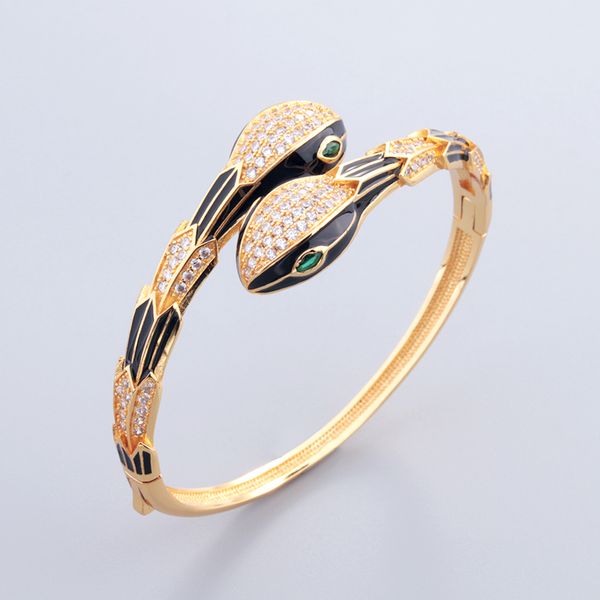 Black Diamond Snake Brangle Bracelets для женщин Золотое кольцо набор мужчин шарм Бесконечный теннисный браслет