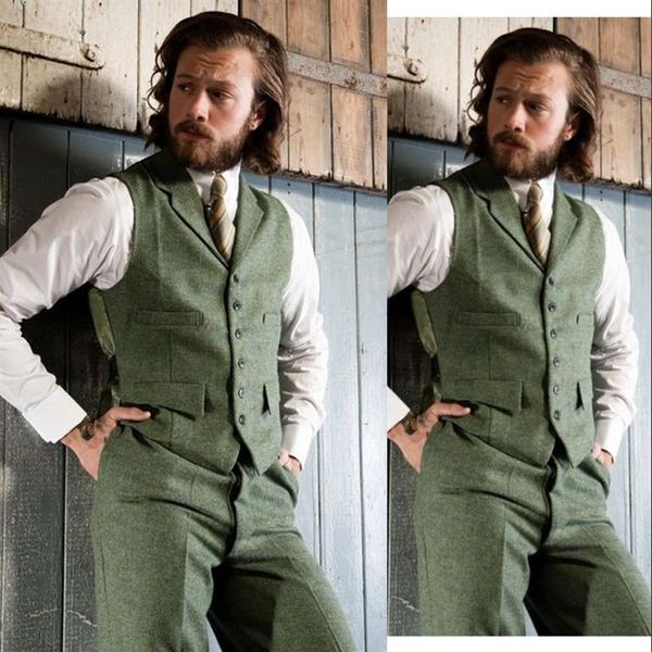 Green Groom Vests 2019 Custom Sade Six Five Men Prese Vest Slim Fit Prom Prom Prom Prom State Lapel Wedding Cailcoat275s