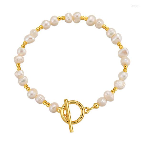 Strand Bracciale di perle irregolari High Sense Temperamento alla moda Ot Buckle Bracciali fatti a mano eleganti e dolci Accessori da donna