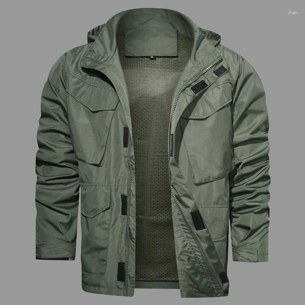 Herren Jacken Outdoor Wandern Camping Mit Kapuze Windjacke Herbst Wasserdichte Jacke Taktische Armee Militär Mehrere Taschen Mäntel