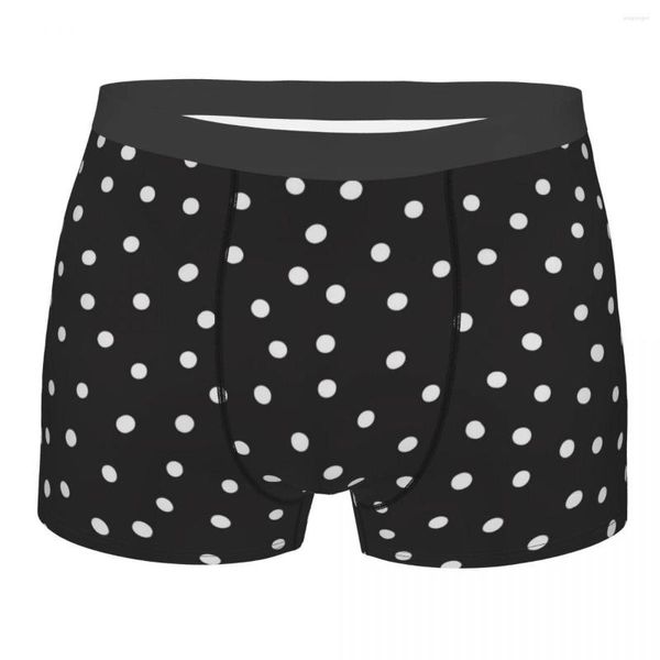 Cuecas masculinas cueca boxer com pontos brancos calcinhas macias masculinas estampadas