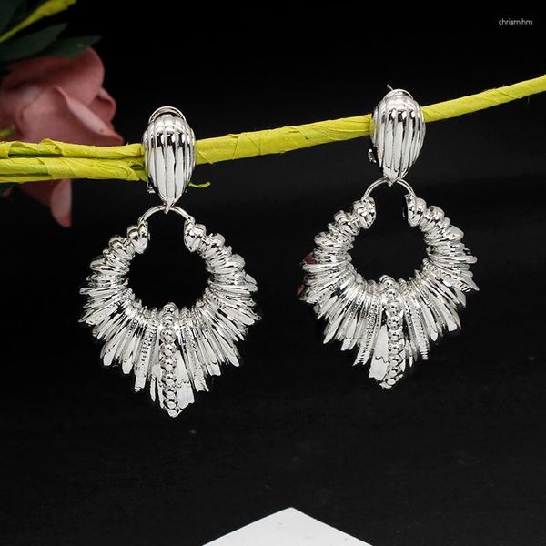 Baumelnde Ohrringe aus nigerianischem Silber, Brautschmuck für Frauen, vergoldet, 24 Karat, afrikanischer Schmuck, hawaiianische Party-Geschenke, Schmuck, Bijoux im Großhandel