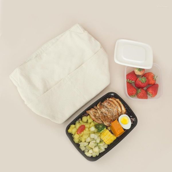 Geschirr-Sets Handheld-Thermo-Leinentasche im japanischen Stil Große Bento-Lunchbox für Kinder Student Camping Picknick Frauen