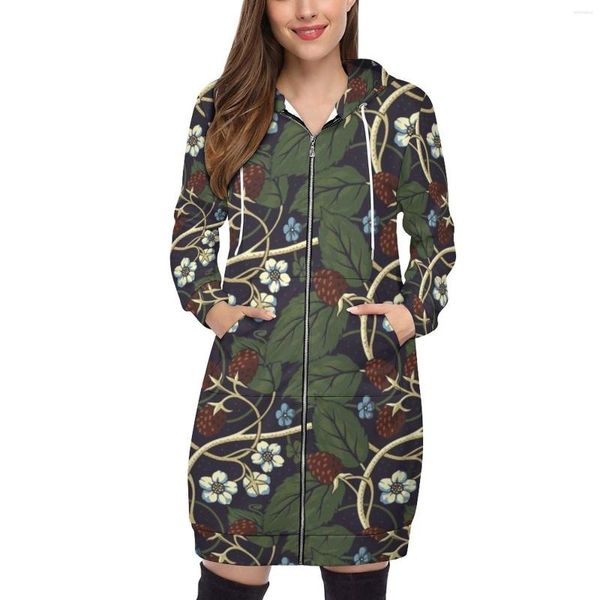 Moletons femininos streetwear estampados moletons femininos outono inverno pulôveres de manga comprida com capuz estampado de frutas amora floral