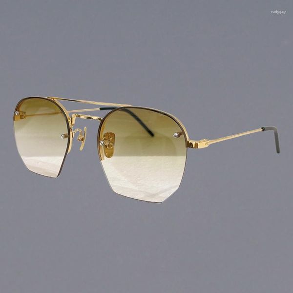 Солнцезащитные очки SL422 Полу-безримные полигоны женщина титана 2023 Королевские очки Двойной мост Мужские солнцезащитные очки Прозрачные линзы
