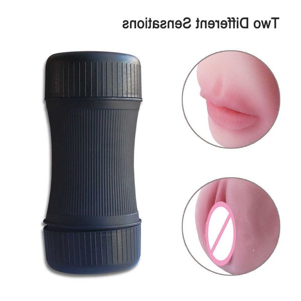 Brinquedos sexo boneca massageador masturbador para homens mulheres vaginais sucção automática mini boca vagina cabeça dupla aeronave copo masculino silicone simulação canal clipe sucti