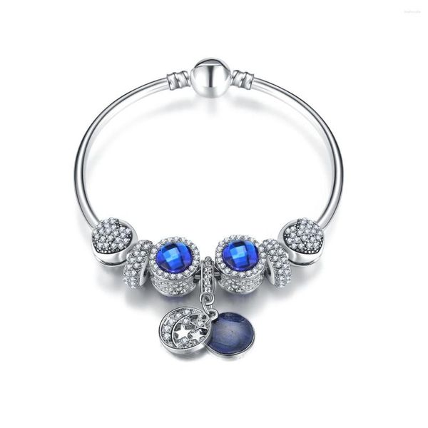 Braccialetto Braccialetti europei Perline di ciondoli lucidi di cristallo blu Adatto a braccialetti Stella Squisito regalo speciale fai-da-te