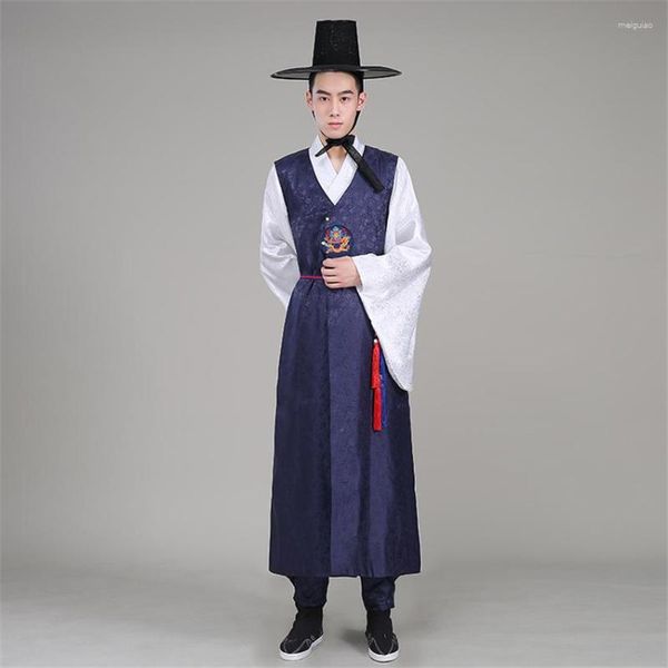 Abbigliamento etnico Coreano Hanbok Ortodosso Stile tradizionale Costume da sposa Raso Maschile per uomo Danza Cosplay Kimono