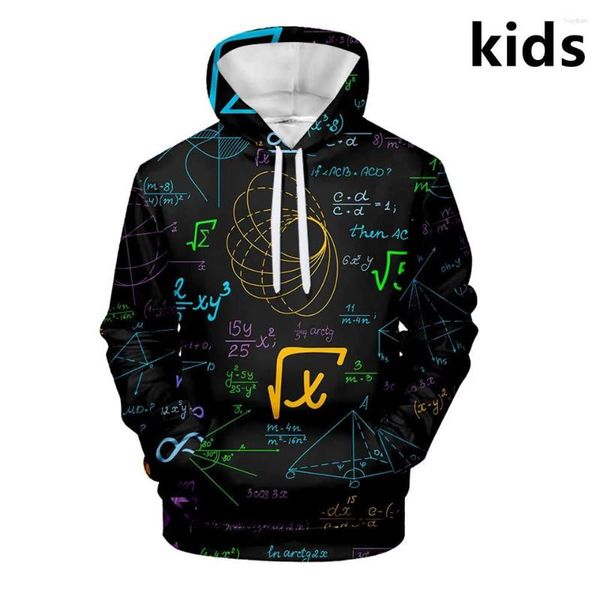 Herren Hoodies 3 bis 14 Jahre Kinder Wissenschaft Formel 3D gedruckt Hoodie Sweatshirt Jungen Mädchen Mathe Physik Chemie Jacke Teenager Kleidung