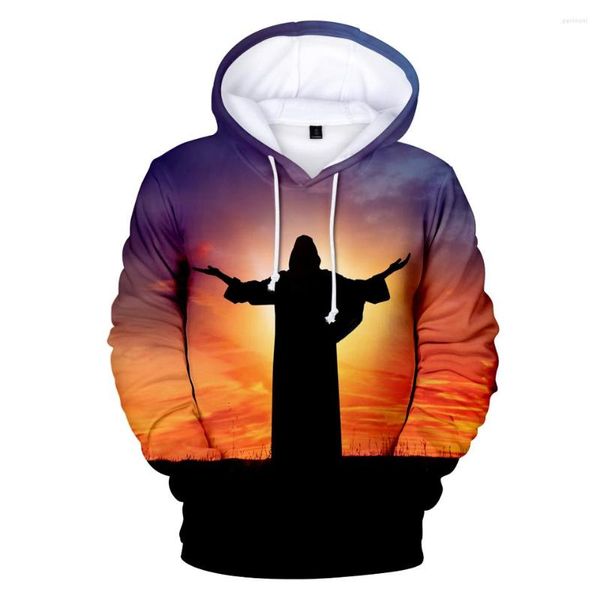 Moletons masculinos Christian Jesus Moletom com capuz Fashion Pullover impresso em 3D Faith Sweatshirts Masculino/feminino/infantil Jaqueta casual