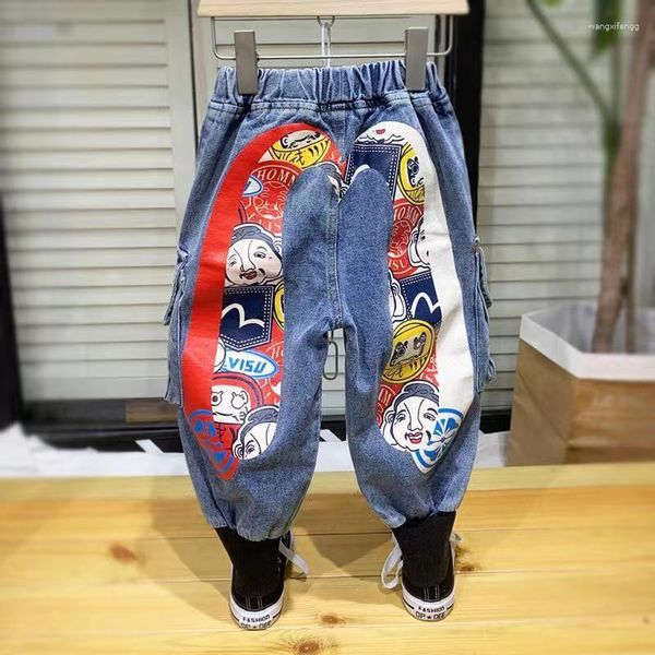 Мужские джинсы 2023 Y2K Корейская версия для мальчиков весна и осенью в стиле удобные брюки для ног модного пакета.