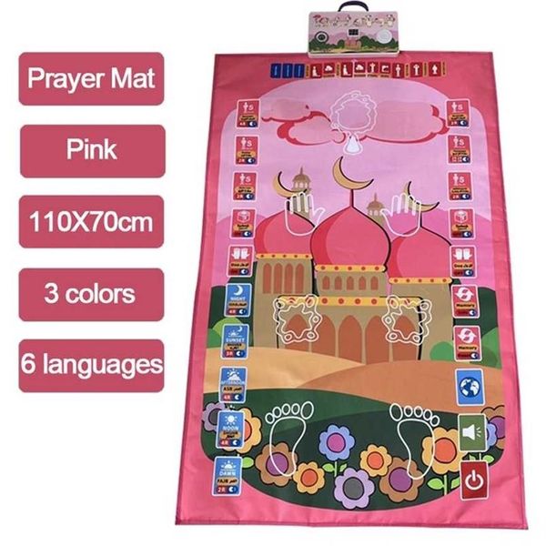 Ankunft Kinder Gebetsmatte Muslim Teppich Elektronische Anbetung Salat Musallah Gebetsteppich Beten Matte Digitale Lautsprecher Decke 2112042429