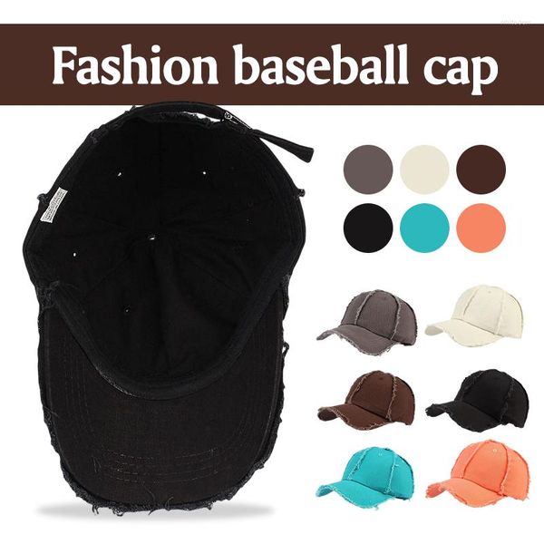 Baseballkappen für Herren und Damen, modisch, verstellbar, Retro, lässig, vielseitig, Spleißriemen, Sommer, einfarbig, roher Rand, Paar, Sonne