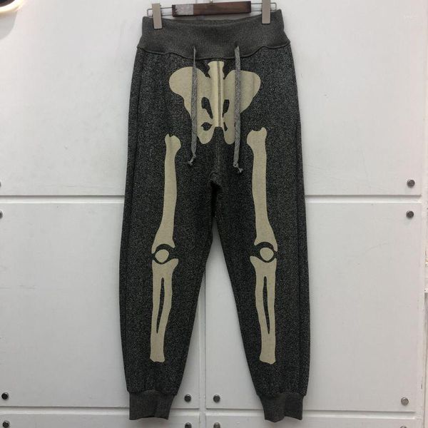 Calça Masculina Kapital Man Casual 2023 Outono Japonês Bone Skeleton Print Elástico Cintura Esportiva Terry Calça Solta