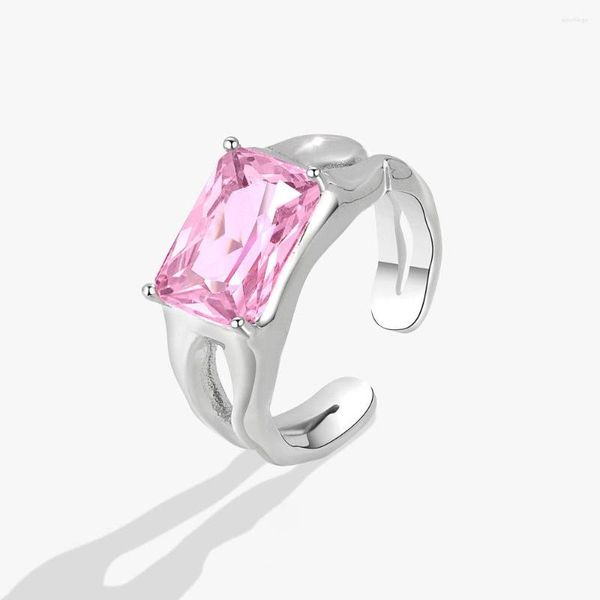 Cluster Ringe Original 925 Silber Farbe Rosa Stein Für Frauen Paar Hochzeit Verlobung Frauen Vintage Ring Edlen Schmuck