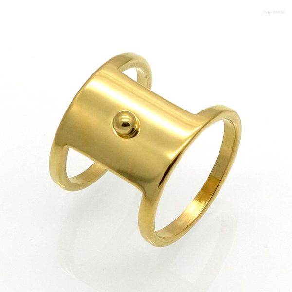 Eheringe 16mm breit koreanische Band Doppelschichten für Frauen Edelstahl Mode Luxus Schmuck Niet Dot geometrische Ring Geschenk