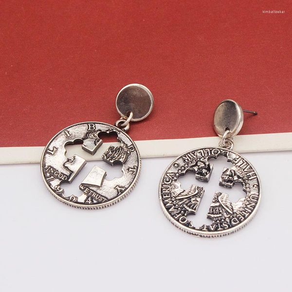 Серьги с серьгами модные части готический стиль круглый монета с двойным уходом для мужчин и женщин
