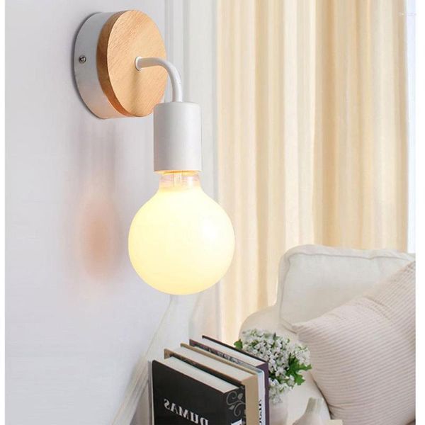 Lâmpada de parede arandelas com interruptor liga/desliga para quarto arandela de madeira iluminação de leitura corredor sala de estar