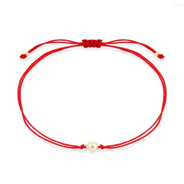 Charm Bracelets One Nice Cubic Zirconia Stone Mini Peach ForeverLove Heart Bracelet Women White Esmalte Small Cute Red String Jewelry