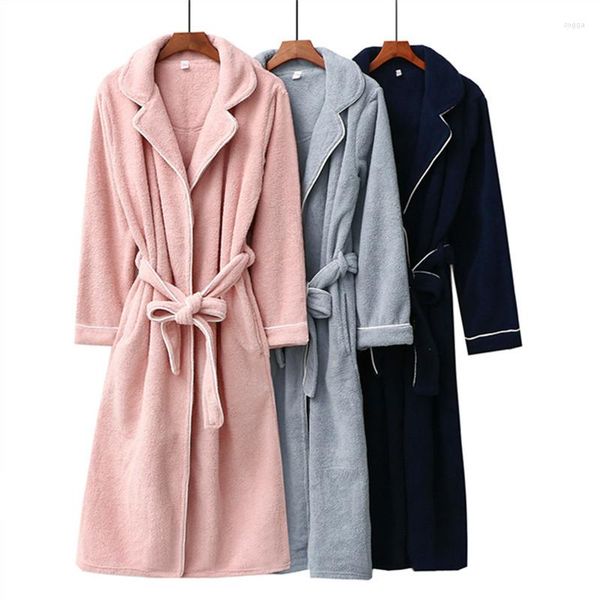 Indumenti da notte da donna Fdfklak Accappatoi invernali in flanella per donna Manica lunga Abiti in pile di corallo Spessa coppia primavera calda Pijama Ropa Mujer