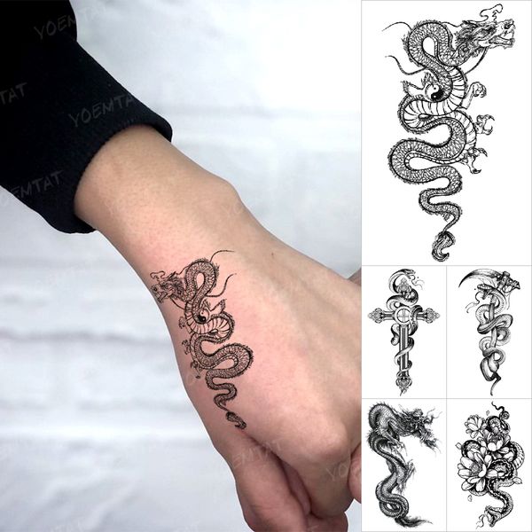 Cobra Dragão Japonês Adesivo de Tatuagem Temporária À Prova D' Água Cruz Pulso Mão Tornozelo Tatuagem Pequena Crianças Tatuagem Falsa Arte Corporal Homens Mulheres