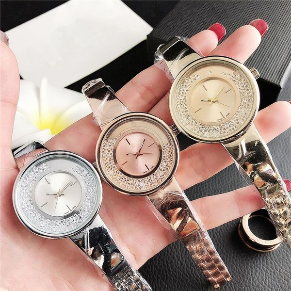 Moda estilo cisne Feminino Meninas mostrador de cristal pulseira de metal aço Quartz Watch SW05232p