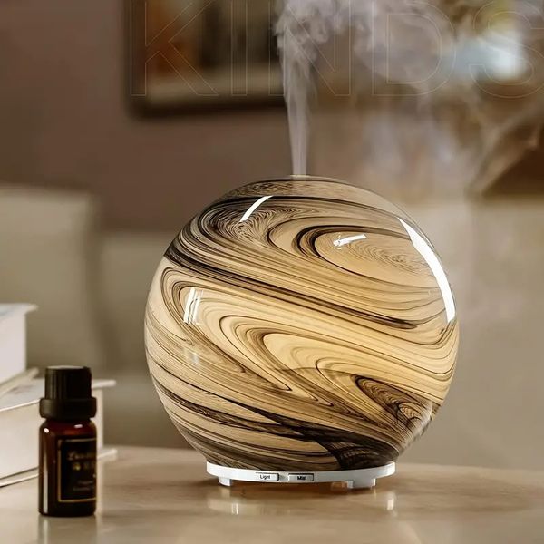 Diffusore di oli essenziali per aromaterapia in vetro, umidificatore d'aria a nebbia fredda da 120 ml, diffusore di aromi elettrico con 7 luci a LED che cambiano colore, per casa, camera da letto, ufficio