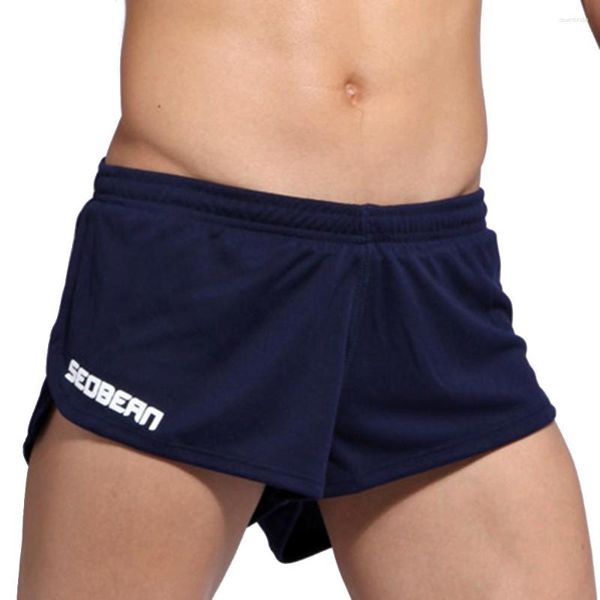 Cuecas masculinas de verão boxer soltas cor sólida cuecas confortáveis cintura elasticidade cintura casual nadar roupa íntima esportiva respiração homewear