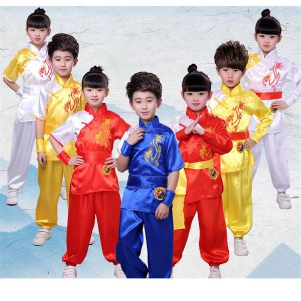 Gym Kleidung Traditionelle Chinesische Für Männer Kinder Stickerei Drachen Uniformen Orientalische Kinder Tai Chi Wu Shu Shao Lin Kostüme