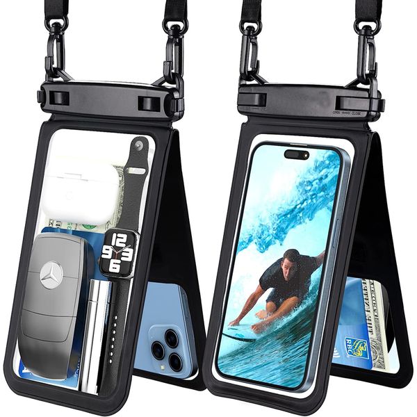 Double Space IPX8 wasserdichte Handytasche, schwimmende Unterwasser-Trockentasche für Schwimmurlaub, für iPhone 14 Pro Max 13 12 Samsung S23 S22 S10 S20 S21 Ultra bis zu 7 Zoll