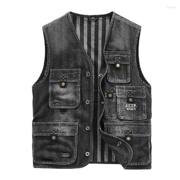 Gilet da uomo 2023 Gilet Giacca Abbigliamento Casual Jean Cappotti per uomo Inverno Militaire Multi-tasca Senza maniche Moda da lavoro