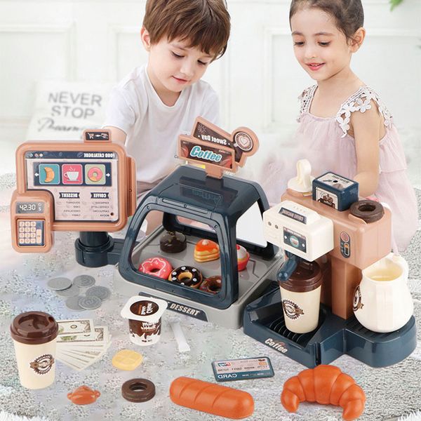 Mutfaklar Yemek Çocuk Mutfak Oyuncakları Kahve Makinesi Oyuncak Seti Simülasyon Simülasyonu Yemek Ekmek Kahve Pastası Takleni Çocuklar İçin Alışveriş Kayıt Oyuncakları 230721