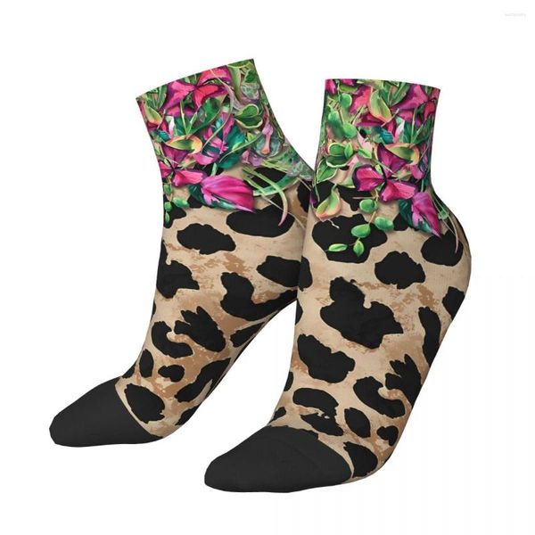 Meias masculinas Wild Vines Floral Leopard Cheetah Drip Unissex Inverno Running Happy Street Style Crazy Sock
