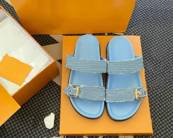 Designer Chinelo Sliders Feminino luxo Verão Couro Fecho Sandálias Praia Chinelos Senhoras Flip Flops Mocassins Slides Chaussures Sapatos