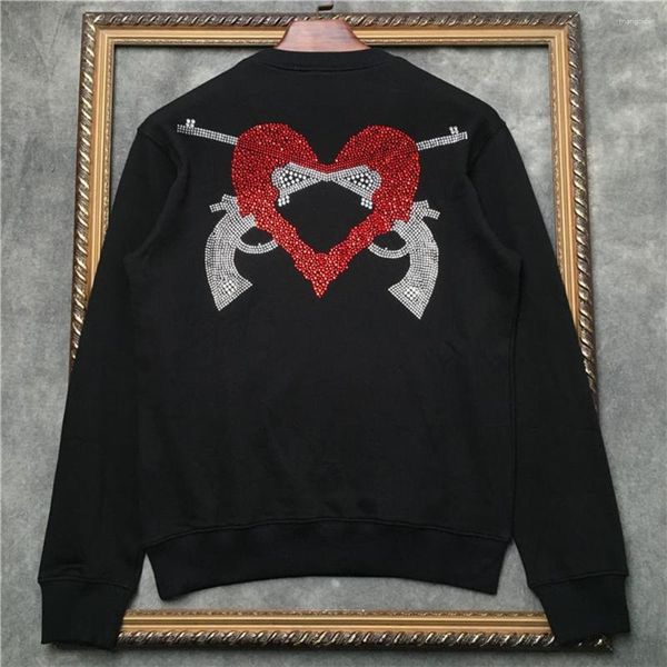 Herren Hoodies Baumwolle Pullover Crystal Love Double Gun Muster auf der Rückseite Sweatshirt Herren Sweaterwear DD|41935D524