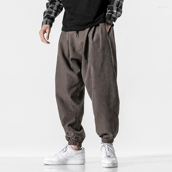 Calças masculinas casuais estilo coreano para homens calças de corrida soltas com cordão Y2k streetwear hip hop calça de moletom masculina