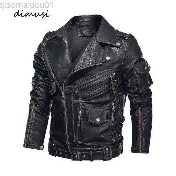 Herren Leder Kunstleder DIMUSI Winter Herren Lederjacke Herren Mode Motorrad PU Lederjacke Coole Reißverschlusstaschen Ledermäntel Kleidung L230721