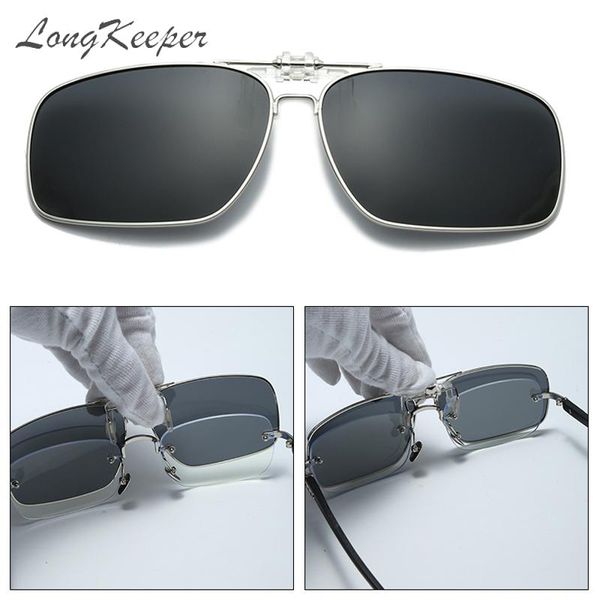 UV400 Polarize Ayna Mavi Lens Süslü Tasarım Balıkçı gözlük Goggles'ı kullanan güneş gözlükleri üzerinde Rimless Flip Up Clip